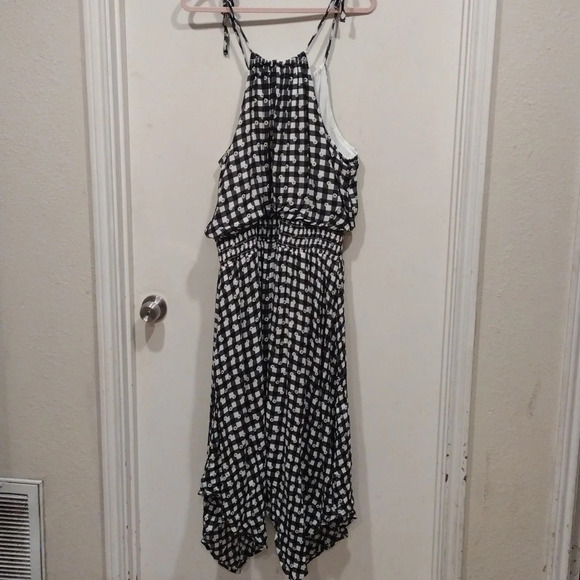 NWT Maurices Black & White Floral Gingham Summer Midi Dress Sz XL-Smocked Waist - Picture 9 of 9